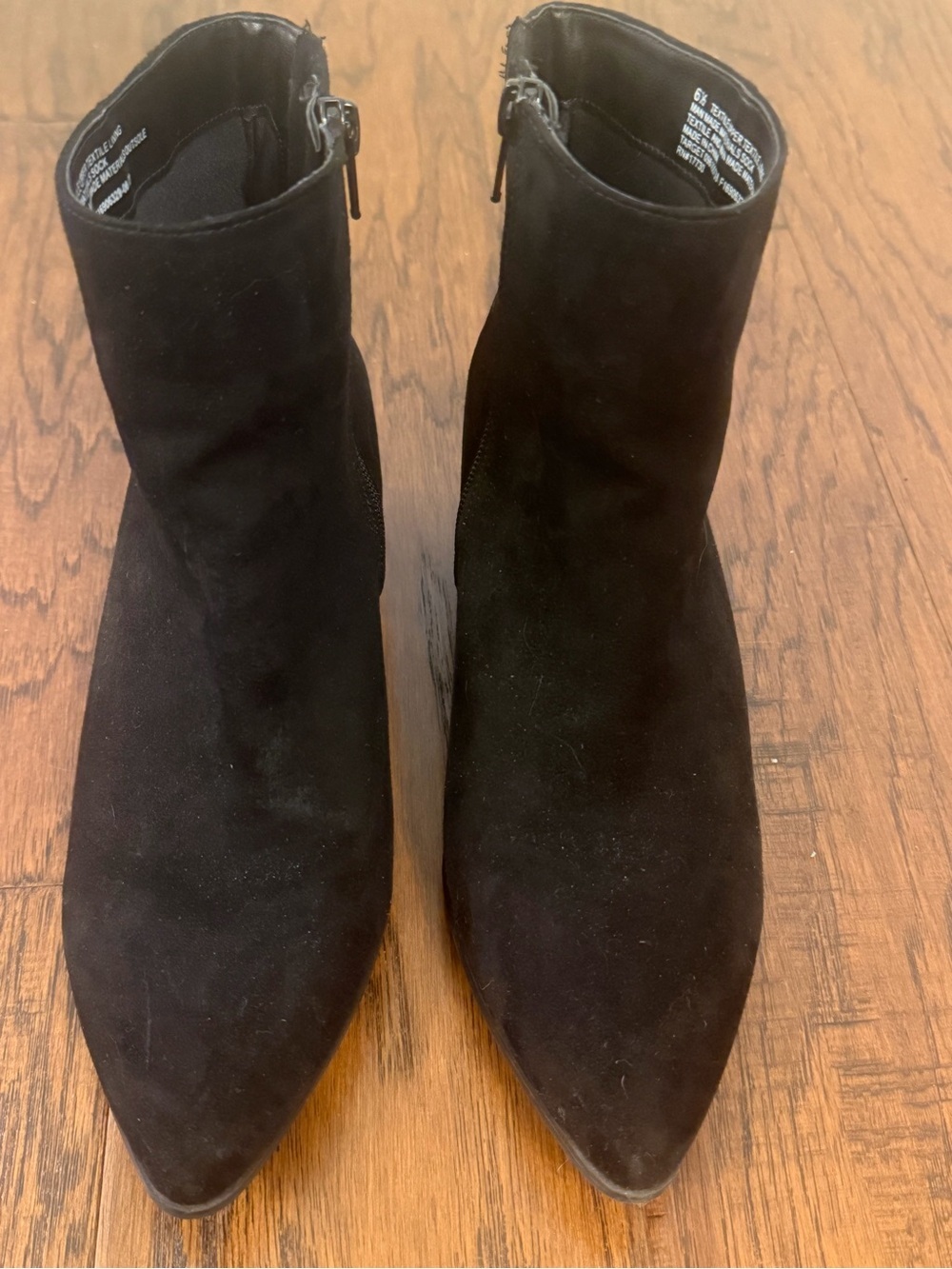 A New Day Target Delilah Black Suede Pointed Toe Ankle Side Zip Boots Size 6.5